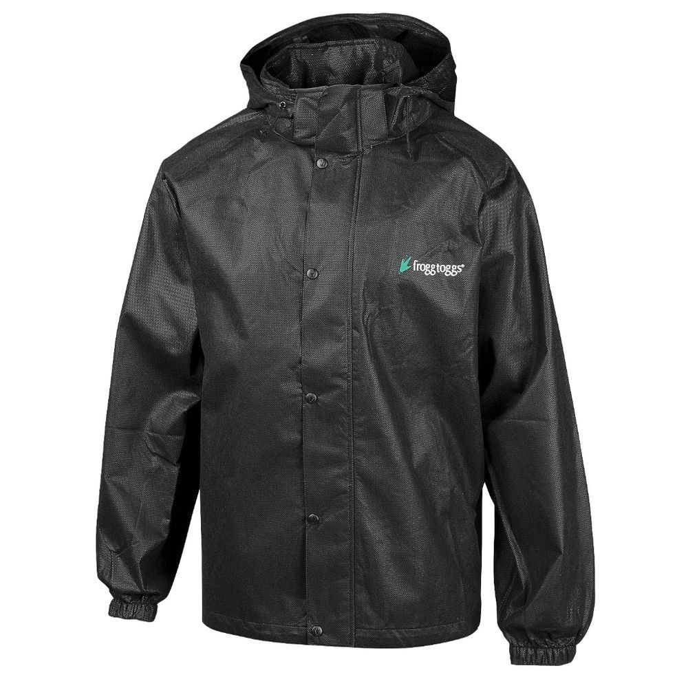 NWT Frogg Toggs Men's All Sport Hooded Zip Up Rain Performance Jacket, Black, M